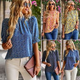 Chemise à fleurs pour femmes, haut décontracté à manches courtes, vacances printemps/été, 2024