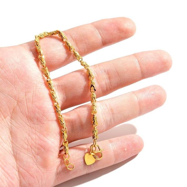 Bracelets à breloques en plaqué or 24 carats pour femmes, NJGB066, cadeau à la mode pour femmes, bracelet plaqué or jaune 248p