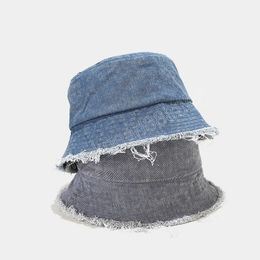 Dames opvouwbare visser hoed vrouwen zomer katoen emmer hoed gewassen denim emmer hoeden bob caps hiphop gorros mannen vrouwen
