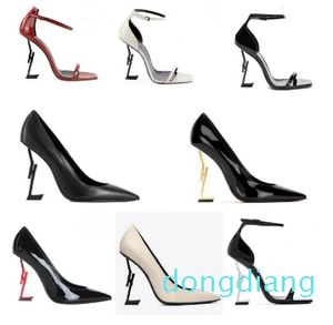 Chaussures habillées pour femmes, talons hauts de styliste, cuir verni, noir, nu, rouge, fête, mariage, mode, sandales de luxe