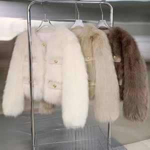 Fox Fox Fur Faux Winter Mabet Plus taille Femme pour femmes Collier à manches longues Veste-vêtements extérieurs Lapin élégant et raton laveur en tricot de vison pour femmes