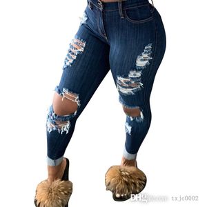 Jeans para mujer Ropa de moda Sexy Agujero roto Lavado Slim Stretch Denim Leggings Pantalones largos Primavera Verano Pantalones Tallas grandes