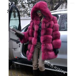 Femmes fourrure 2022 élégant Faux manteau femmes hiver mode moyen Long artificiel dame chaud faux manteaux femme