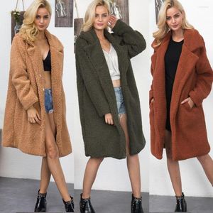 Damesbont 2022 Winter mode streetwear vrouwen jassen jassen faux teddybeer plus maat vrouwelijke herfst lange mouw jas