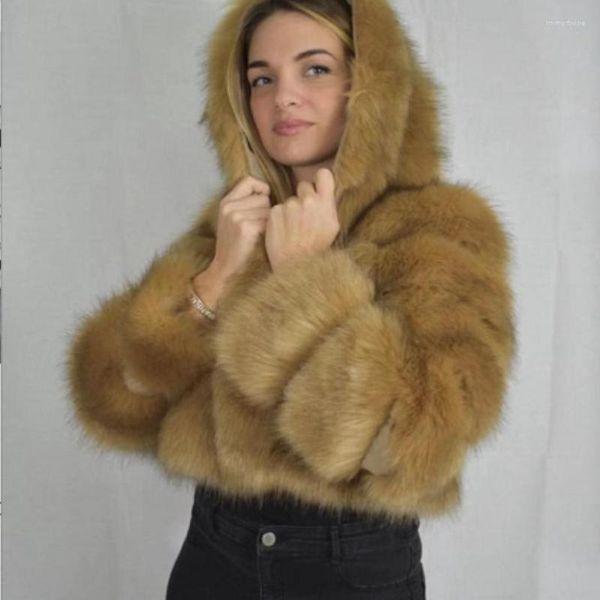 Femmes fourrure 2022 hiver mode femmes élégant moelleux artificiel veste dames épais chaud court Faux manteau vêtements d'extérieur pour femmes 4XL