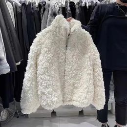 Chaqueta de piel de mujer 2023 Otoño Invierno abrigo de imitación peludo para mujer cuello alto cordero todo en uno agregar ropa de abrigo de lana de algodón