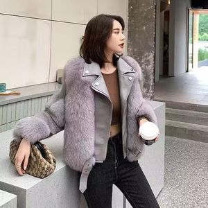 Women's Fur 2023 Coat Motorcycle Fit Jacket Network Red Kleding