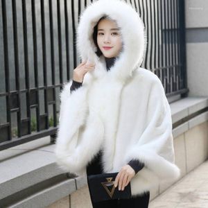 Women's Fur 2023 Ontwerp Cape White Cloak Faux Imitatie Mink Coat Outerwear verdikking SCRAF 5.