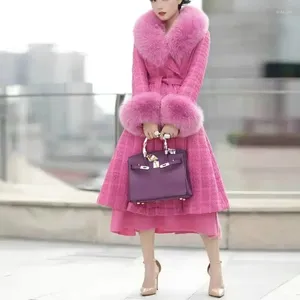 Veste haut de gamme en laine explosive pour femmes, Imitation col, Tweed, mode, vêtements en coton, tendance, 2023