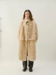 Manteau d'hiver en fourrure pour femme, manteau artificiel moelleux, mi-long, chaud, épais, à la mode, 2023