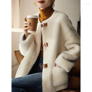 Fourrure de femme 2023 haute qualité mince mode femme veste noir beige agneau femme vestes d'hiver super chaud doux épaissir manteau décontracté haut