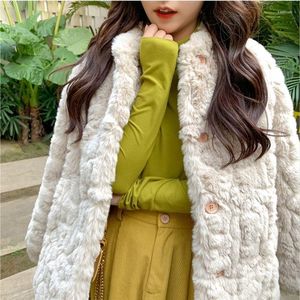 Damesbont 2023 Lamb Hair Coat zoals Wool Dames Koreaanse stijl pluche in de winter