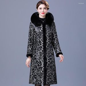 Manteau d'hiver en fausse fourrure pour femme, vêtement des deux côtés, à capuche, épais, x-long, veste décontractée, vêtements d'extérieur, 2023