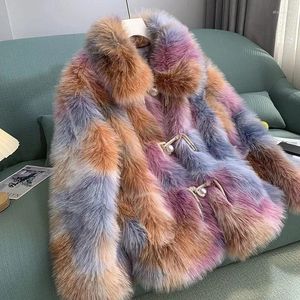 Faux manteau de fourrure pour femmes, dégradé, pardessus ample coréen, mode tempérament, manteaux Parker chauds, hiver 2023