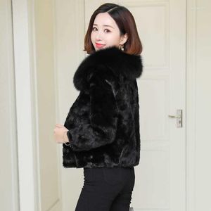 Manteau en fourrure d'imitation de vison pour femme, veste Slim à col court, mode élégante, noire, hiver 2023