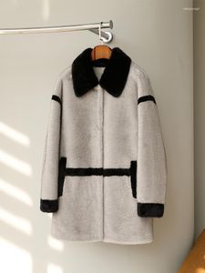 Femmes fourrure 2023 veste d'hiver Faux manteau vison avec revers floral vestes de luxe chaud de haute qualité
