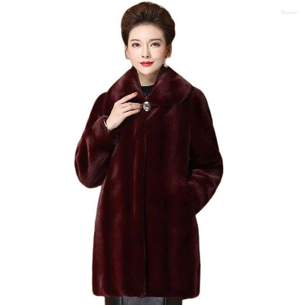 Femmes fourrure 2023 hiver vison manteau femme moyen Long Style épaissir Imitation velours fourrures pardessus femme intégration vestes