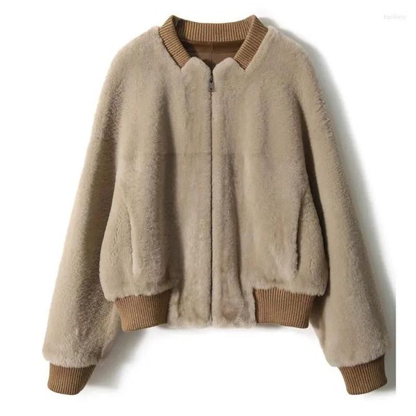 Abrigo de piel de mujer 2023 invierno moda mujer estilo moderno suelto fino cuello alto manga Dolman abrigo de imitación camiseta térmica corta femenina