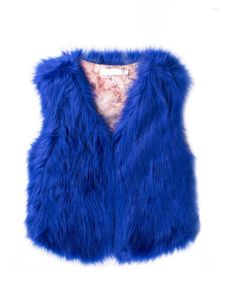 Gilet en fausse fourrure pour femme, manteau court, couleur unie, à la mode, sans manches, décontracté, Streetwear, vente en gros, hiver 2023