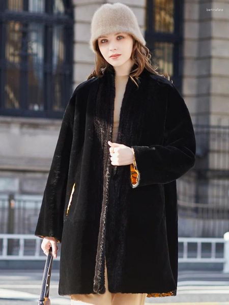 Manteau de mouton de luxe en fourrure pour femmes, haute atmosphère, fil de nuage parfumé, herbe de vison Double face, hiver 2024