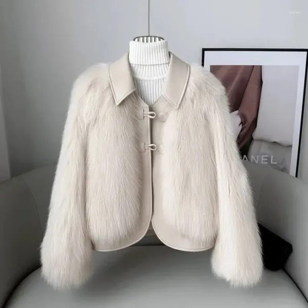 FURA FURSA 2024 Temperamento imitar el abrigo Mujeres jóvenes cortos damas otoño e invierno abrigas mao chaqueta femenina elegante