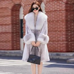 Veste d'hiver en fourrure de vison pour femme, pardessus ample à col croisé, Long et épais, chaud, Parker, à la mode, 2024