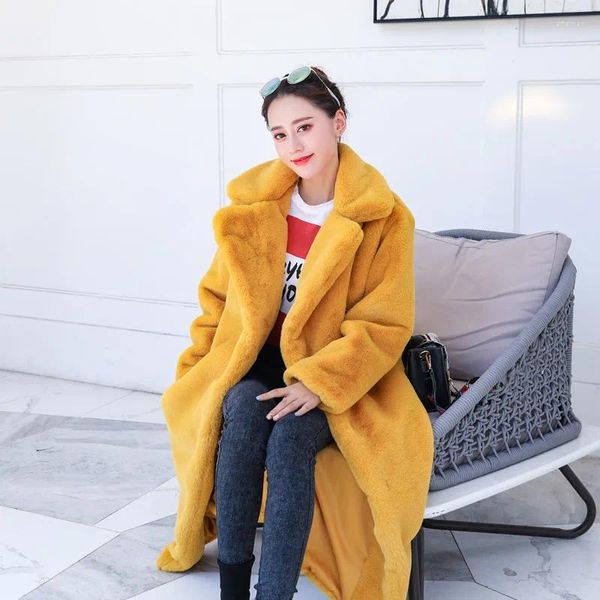Manteau de fourrure épais et chaud pour femme, manteau Long à la mode, décontracté, ample, fausse veste, 6 couleurs, hiver 2024