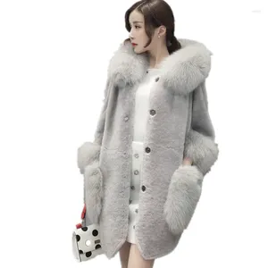 Manteau d'hiver en fourrure pour femme, veste à capuche, Imitation haute, Faux col, pardessus mi-long, 4XL, 5XL, 6XL, 2024