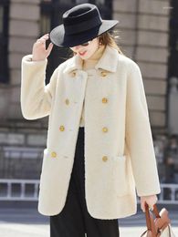 Manteau en fourrure et galette pour femmes, Simple et élégant, costume d'agneau sud-africain, à la mode, hiver