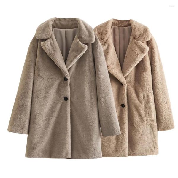 Manteau en fourrure pour femmes, veste rétro à manches longues, doux et confortable, effet artificiel, mode automne et hiver 2023