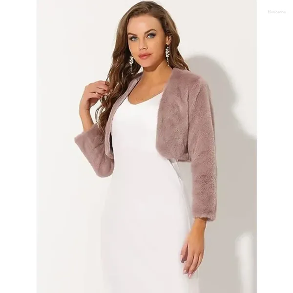 Veste courte en fourrure pour femmes, automne et hiver, avec devant ouvert, boule de noël, Faux châle, Camisole