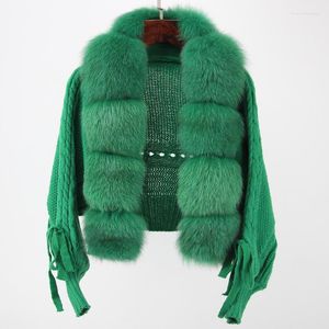 Cardigan en fourrure tricoté pour femme, manteau d'herbe, automne