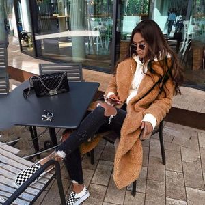 Femmes Fourrure Automne Long Manteau D'hiver Faux Femmes Chaud Dames Teddy Veste Femme En Peluche Outwear Manteau Femme Hiver