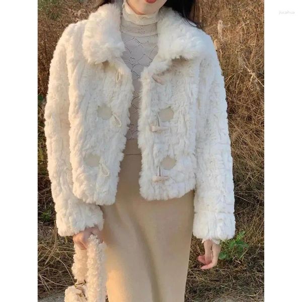 Manteau en fourrure pour femme, Version coréenne, mode courte, Imitation vison, Simple boutonnage, Simple, épais, chaud, décontracté, automne hiver 2023