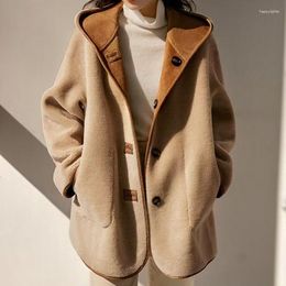 Femmes fourrure automne hiver Faux laine d'agneau femmes veste coréenne ample deux côtés vêtements d'extérieur en un épaissir femme manteau hauts 2023