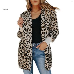 Fourrure femme automne hiver chaud mode léopard fausse fourrure veste floue pull ample surdimensionné pour Femme à manches longues décontracté