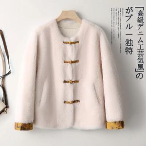Koreaanse versie 2024 voor dames in Chinese stijl 2024 Herfst/winter geïntegreerde korte lamswol schapen Cut Kut Coat
