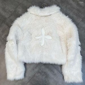 Abrigo de piel para mujer, chaqueta de otoño e invierno de imitación, negro y blanco, 2023