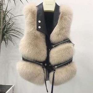 Manteau de fourrure pour femmes 2023 automne hiver mode femmes gilet court épissure jeunesse débardeur vêtements