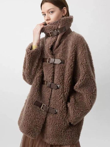 Manteau de fourrure pour femmes, mode coréenne, Style ample, vestes en mélange de laine, épais et chaud, vêtements de luxe, hiver 2023