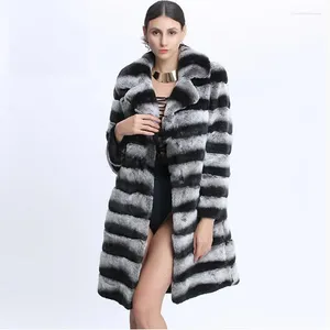 Abrigo de piel de visón para mujer invierno cálido largo moda Casual talla grande grueso