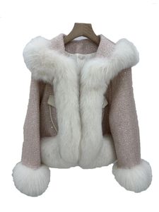 Manteau de fourrure pour femmes, Design d'épissage, mode décontractée, automne 2024, 1021