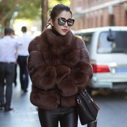 Manteau de fourrure pour femme hiver mi-longueur faux col montant femme manteaux et vestes