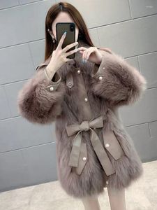 Veste en dentelle chaude de style coréen de style coréen de la fourrure de fourrure pour la fourrure pour femmes