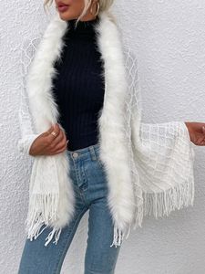 Women's Bur Europe en de Verenigde Staten 2023 Autumn Winter Light Luxe Senior Kraag Tassel Elegante sjaalsrui jas