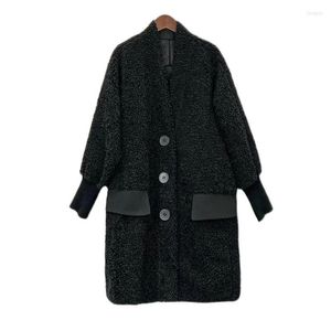 Manteau granulaire en fourrure pour femme, veste mi-longue, ample, décontractée, assortie avec tout, coutures amincissantes, à la mode, automne/hiver 2022, M391