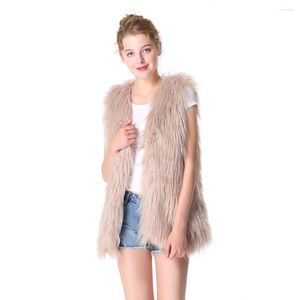 Dames bont Fashion dames faux vest mouwloze vest gilet wrap jas 2022 winter jas dames outparden fleece vesten