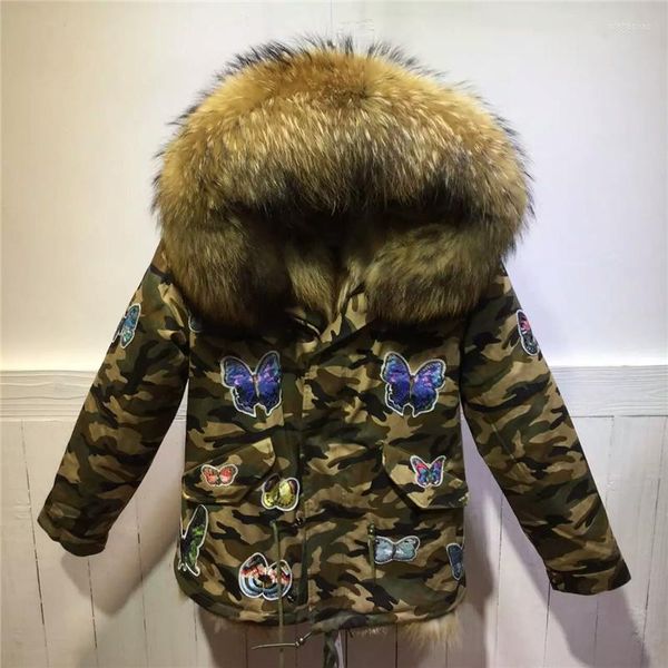 Abrigos naturales de camuflaje para mujer, chaqueta gruesa y cálida de estilo mariposa, chaqueta de invierno, abrigo Real para mujer