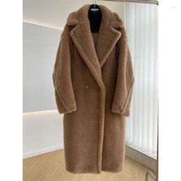 FURA MUJER Fashionable 2023 Autumn Winter Alpaca Chaqueta cortada IMitation Long Teddy Bear Coat