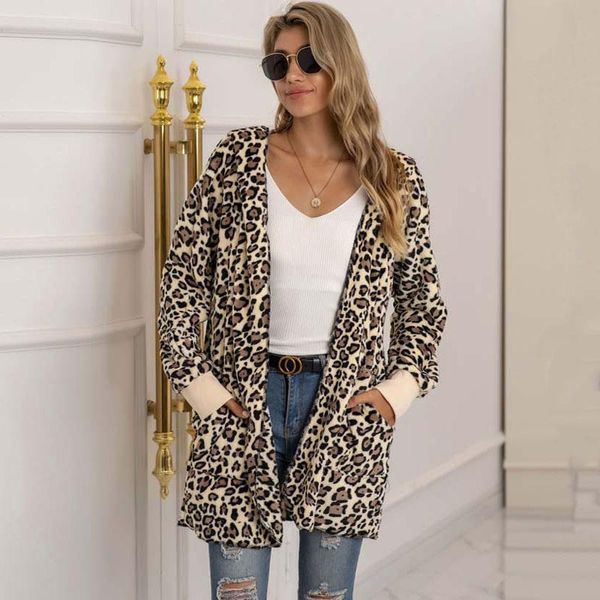 Femmes fourrure Faux 2023 automne léopard manteau femmes longue veste lâche peluche moelleux Teddy dames